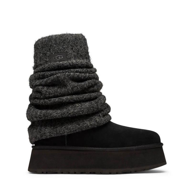 Ugg Women's Chelsea Boots for Overseas Purchasing, Lightweight, Non-Slip, Comfortable, Shock-Absorbing, Thick-Soled, with Removable Knit Tube