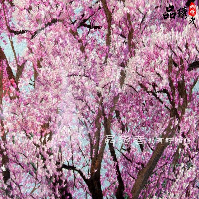 Hunan embroidery ຂອງຂວັນ cherry blossom ຕົ້ນໄມ້ພູມສັນຖານ artwork ຕົກແຕ່ງຮູບແຕ້ມທີ່ເຮັດດ້ວຍມືບໍລິສຸດຜູ້ຜະລິດ embroidery ຕົນເອງດໍາເນີນການຂອງຂວັນຈົບການສຶກສາ