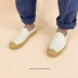 Giày vải Nhật Bản Okayama Kurume retro cổ điển một người đàn ông và phụ nữ người lười biếng Giày lười màu trắng - Plimsolls Plimsolls