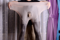 Step up Gattening lengthened mens ultra-thin invisible core silk aircraft with pantyhose pantyhose underpants male silk stockings