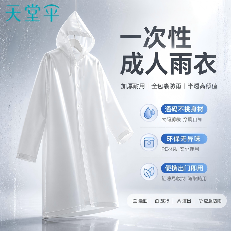 Paradise Brand Disposable Raincoat, Single-Person, Long, Thickened, Full-Body Waterproof Poncho with Hood, for Adults and Children, Unisex Paradise Brand Disposable Raincoat, Single-Person, Long, Thickened, Full-Body Waterproof Poncho with Hood, for Adults and Children, Unisex