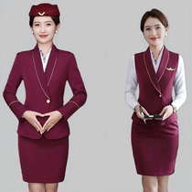 Stewardess professional suit autumn and winter temperament high-speed rail steward uniform hotel front desk reception beauty salon work clothes for women
