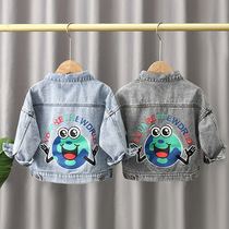 2022 Spring Autumn Season New Boy Clothing Boy Cartoon Blouse Korean Version Children Cowboy Jacket Boy Boy Long Sleeve