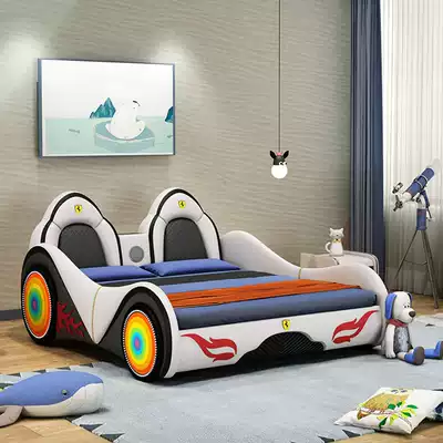 Sports car children's bed boy single bed girl with guardrail cartoon car bed solid wood multifunctional creative small apartment
