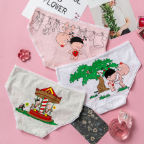 Cotton cartoon printed cotton underwear female sexy low waist girl student cotton fabric breifs ladies trousers