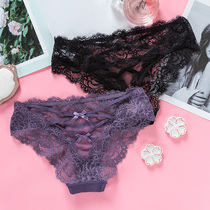 Hollowed-out cross fine with underpants female low waist sexy lace lace ice lady Triangle pants head girl transparent bottom pants
