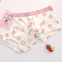 Couple underwear pure to print sweet cartoon milk silk new cute girl triangle men's flat angle pair suit