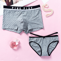 Minimalist couples underwear pure cotton suit Sexy low waist Mens flat angle pants fine with female Triangle pants breathable full cotton