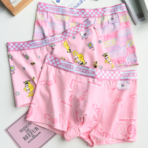 Mens flat corner briefs pure cotton summer antibacterial and breathable cartoon printed guys trendy four-corner short pants to send boyfriend