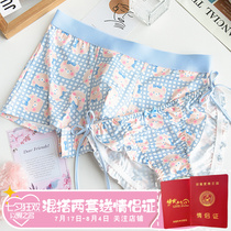 Lovers briefs Summer thin Milk Silk Cute Cartoon Pure Desire Girl Little Sexy Strap Men Flat Corner Pair