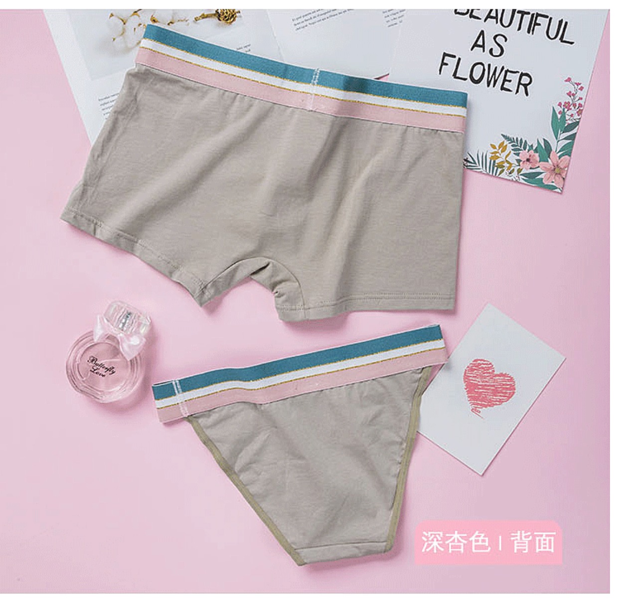 Thời trang tương phản màu rộng bên cá tính cặp đôi đồ lót cotton phù hợp với eo thấp nam boxer thể thao tóm tắt của phụ nữ quần lót cặp đôi chất lượng
