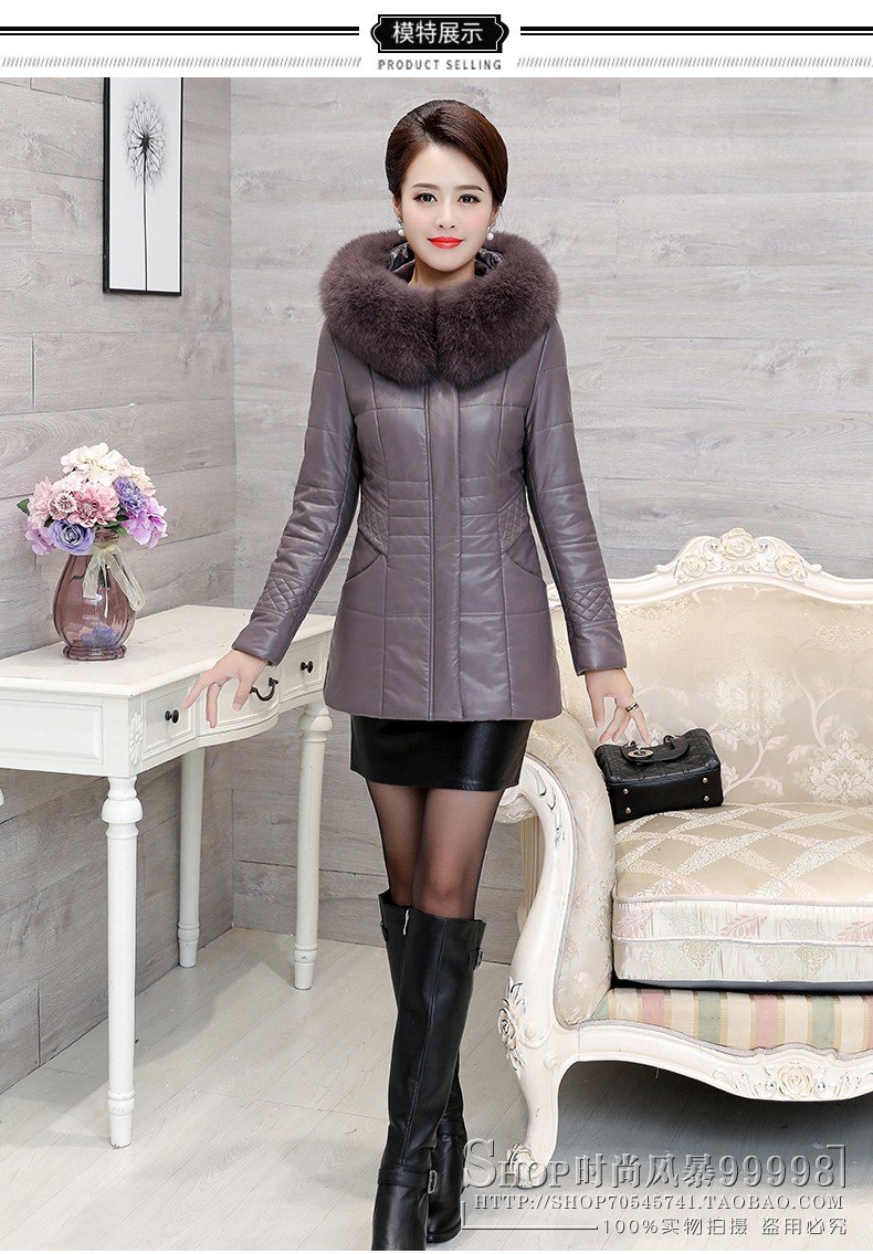2018 mới Hained leather nữ trung niên da xuống áo khoác nữ đoạn ngắn kích thước lớn lông mẹ tải áo mùa đông áo khoác da nữ xịn