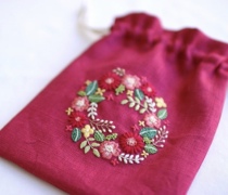 Takumi Maru hand-embroidered drawstring pocket three-color DIY material bag