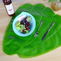 Banana Leaf Table Mat Hawaiian Leaf Table Flag Picnic Party Desktop Decoration Green Leaf Simulation Plant