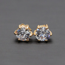 High quality new couple plating 14K gold single zircon Europe USA Japan Korea hip hop ear nails 4