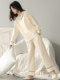 Pajamas autumn women's 2025 new autumn pure cotton fabric 100 cotton long-sleeved women's solid color home wear winter