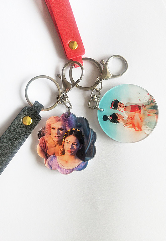 Acrylic Spoon Button Photo Pendant Cute Car Key Hangover Graduation Gift Couple Personality Creative School Bag Round