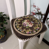 Chenille Mahogany dining table chair cushion plus strap European non-slip fart pad Jacquard plus thick wood chair cushion