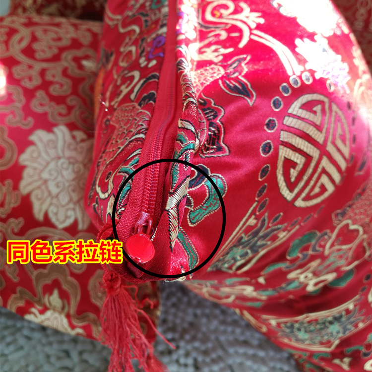 Trung Quốc màu đỏ phong cách Trung Quốc sofa gối thổ cẩm satin lớn đệm giường cưới đám cưới gối thắt lưng với lõi chăn gối hình thú 2 trong 1