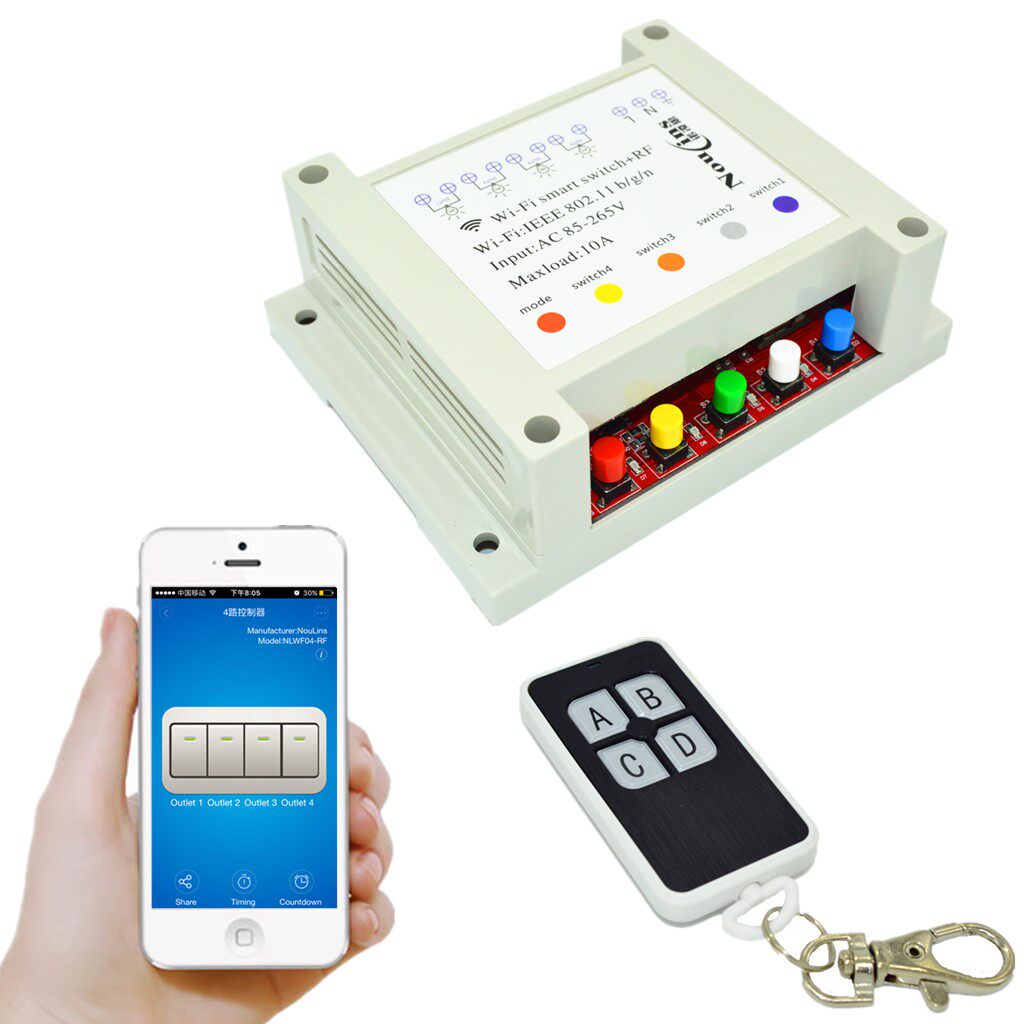 wifi remote smart switch 220V4 Luphone APP control switch 433M remote control switch home appliances switch
