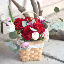 Handheld wood flower basket Round Square with flower edge to prevent water leakage