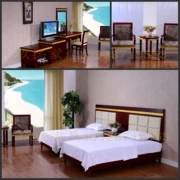 Chuyên nghiệp tùy chỉnh kỹ thuật nội thất khách sạn phòng căn hộ khách sạn căn hộ nhanh chóng tiêu chuẩn bàn hoàn chỉnh bộ nhà máy gỗ rắn bán trực tiếp