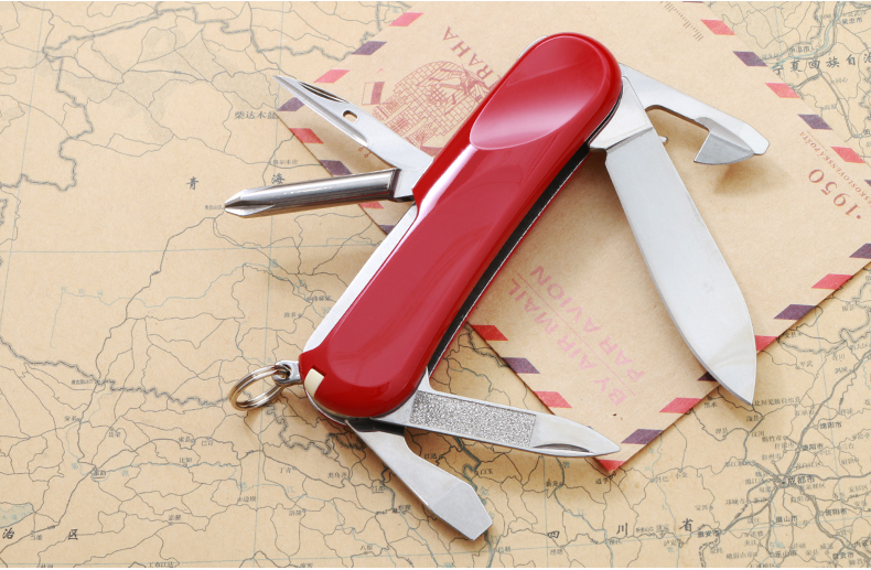 Victorinox Swiss Army Knife Chính hãng 84mm Delemon Sơ sinh ngoài trời Đa chức năng Dao gấp di động dao quân dụng