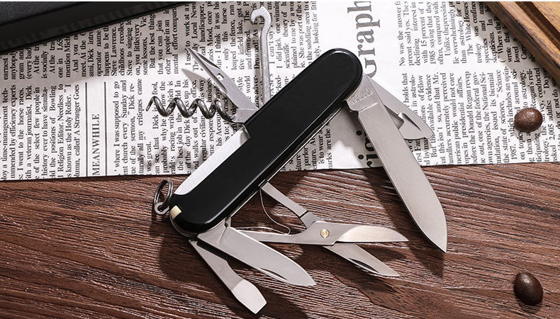 Victorinox Vickers gốc xác thực quân đội Thụy Sĩ dao đa chức năng Thụy Sĩ dao thợ săn đen 1.3713.3