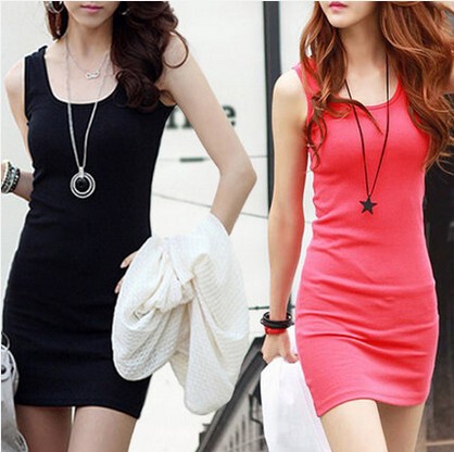 U-Shaped Modal Black Mid-Length Tank Dress Women's Camisole Slip Dress Bodycon Dress Camisole Summer
