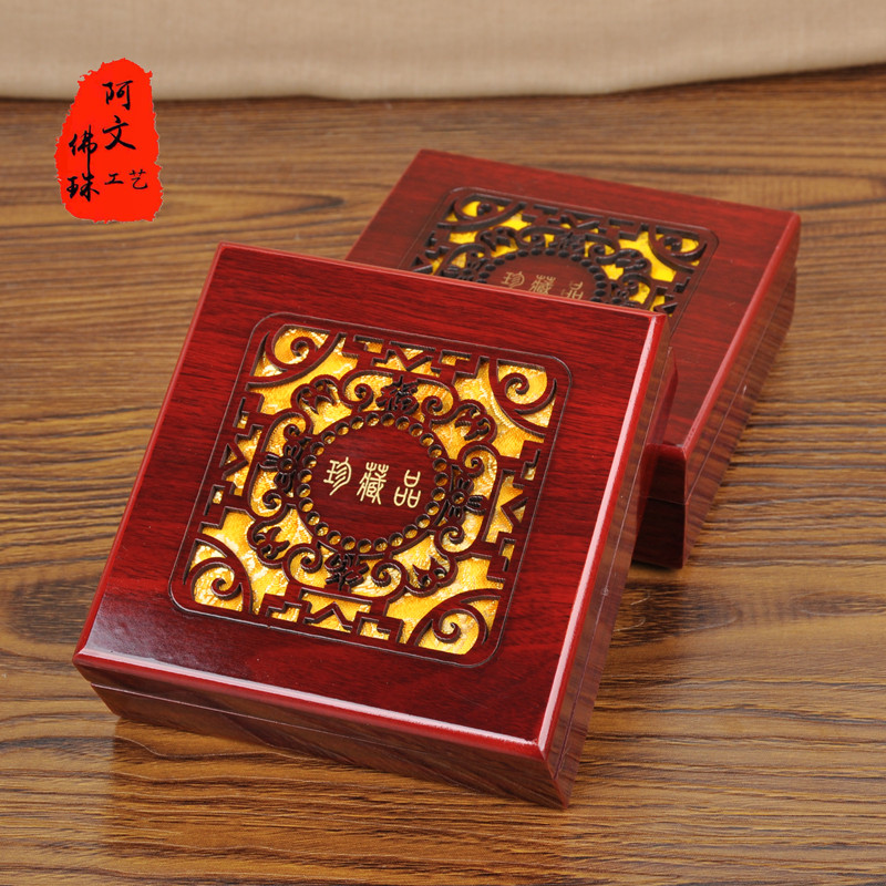 5 Density Board Retro Hollowed-out Buddha Pearl Box Ornament Jewelry Box Jade Bracelet Bracelet Handstring Gift Box