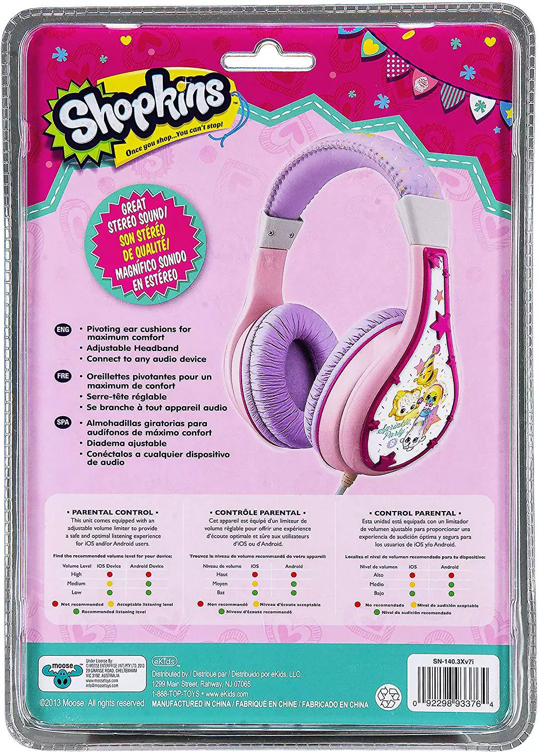 Детские наушники Shopkins, ограничитель громкости и мягкий оголовье для мальчиков и девочек