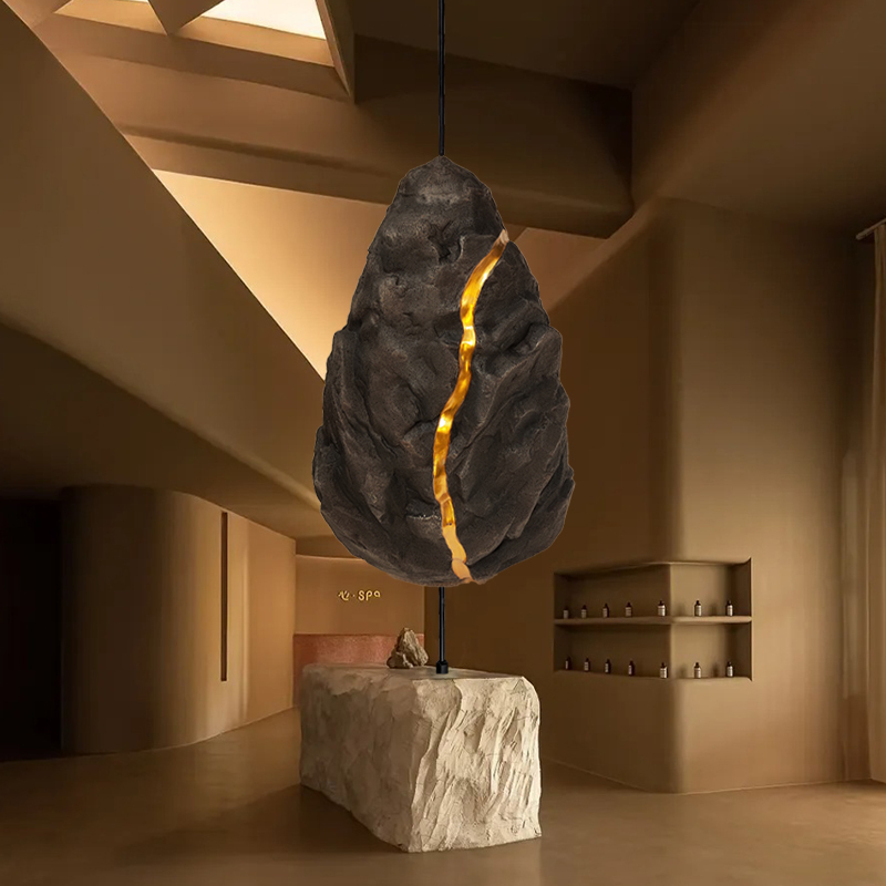 Fiberglass Simulated Stone Gold-Edged Suspended Stone Hotel Clubhouse Landscaping Light Luxury High-End Hanging Decorative Sculpture Ornaments
