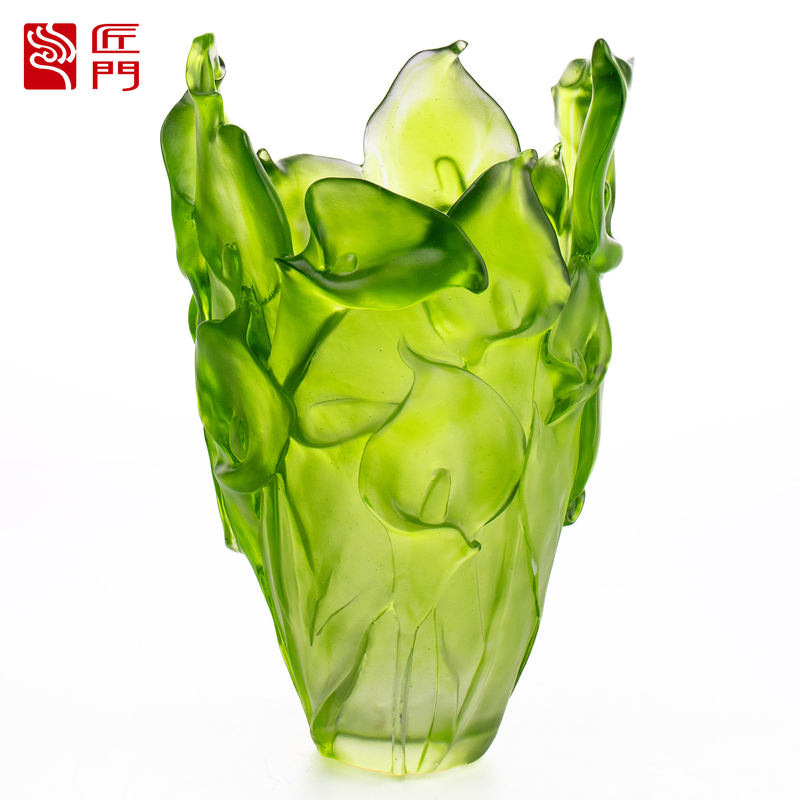 Artisan-Made Glass Crystal Calla Lily Vase, Living Room Home Decoration Crafts, Ornaments, New Home Housewarming Gift, High-End