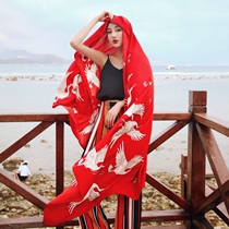 The famous ethnic wind tourism photo scarf outside the big silk scarf womens summer thin sunscreen shawl beach towel