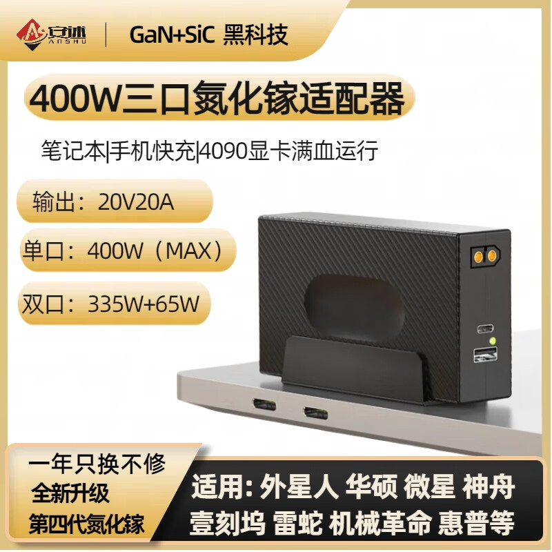 Anshu Gan 400W Desktop Adapter for Dell, Asus, Lenovo, Hasee, Msi with Full-Performance 4090 Graphics Card