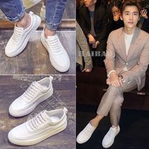 Small White Shoes Man Genuine Leather 2021 New Summer Thin man Tide Shoes Trend 100 Lap Thick Bottom Breathable Board Shoes Mens Shoes