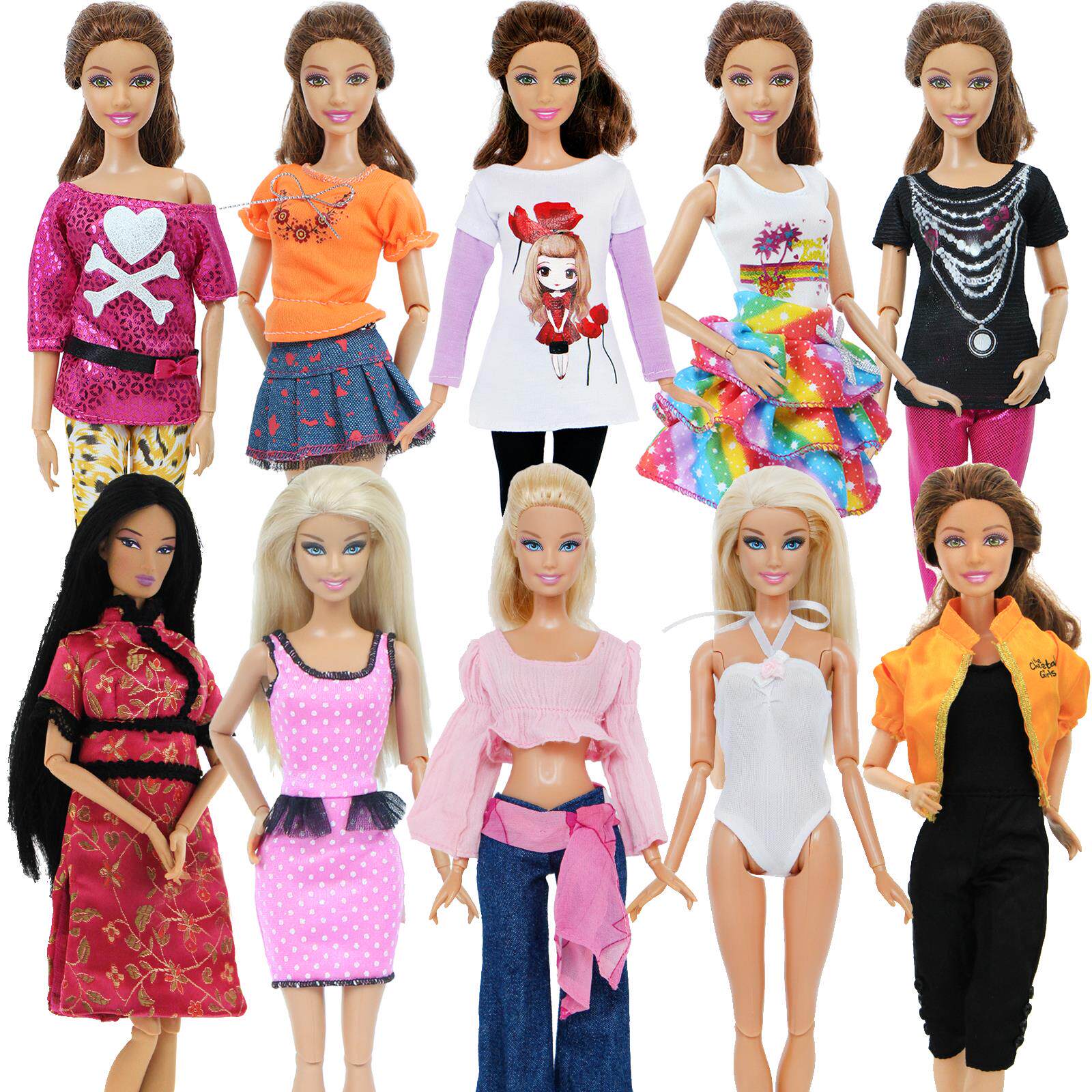 5 set Outfit Wear Blouse Shirt Pants Clothes For Barbie Doll