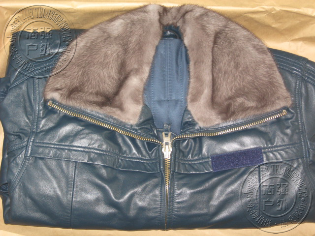 Outdoor Leather Suit Men Winter Flight Mountain Goat Leather Water Mink Blue Locomotive Clothes Warm Cotton Leather Clothing Leather Pants