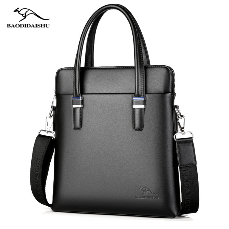 Men's handbag Vertical Han version Men's bag Leather Single Shoulder Bag Slanted Satchel Business Trip Bull Leather Bag Hands Carry Bag