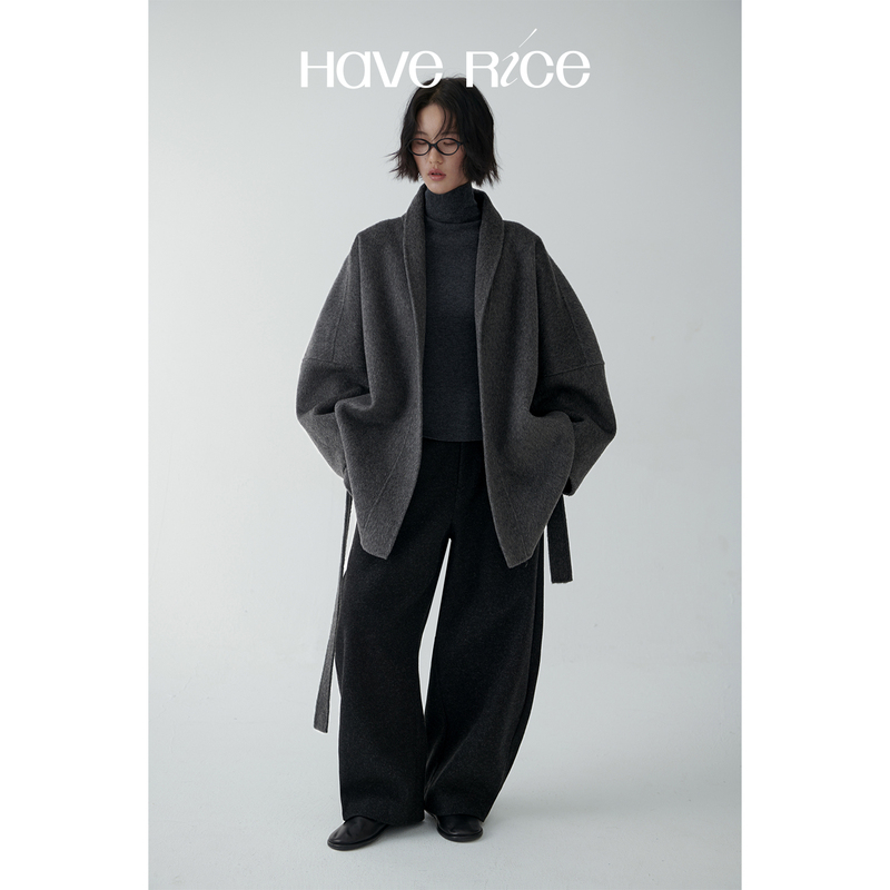 Haverice Restaurant London Night Rain Camel Wool Sheep Wool Mid-Length Loose Fit Robe Woolen Coat Haverice Restaurant London Night Rain Camel Wool Sheep Wool Mid-Length Loose Fit Robe Woolen Coat