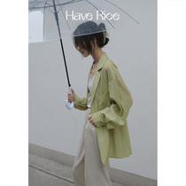 HAVERICE Dining Hall Spring Summer Acetate Advanced Lining Clothes small crowdsourced design V collar suit collar blouse jacket