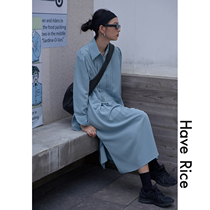  HAVERICE restaurant blowing fairy fluttering simple style skirt All-match thin temperament shirt dress