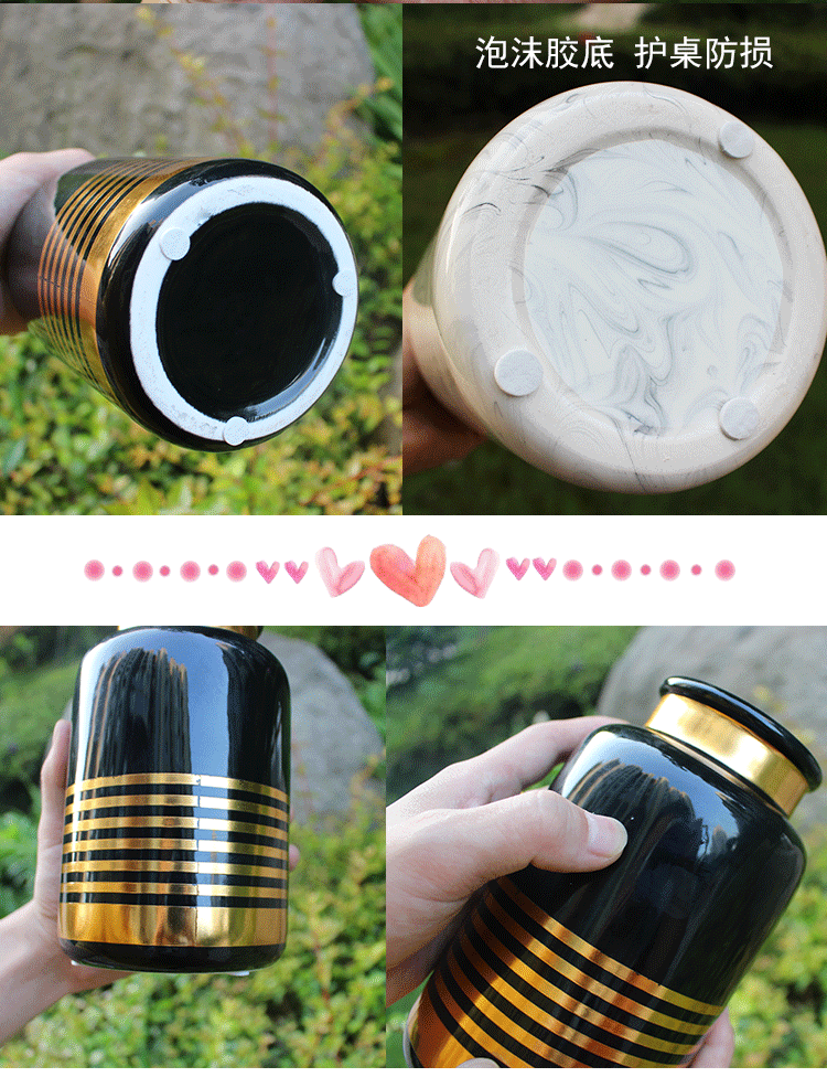 Ins Bắc Âu sang trọng mạ vàng bình gốm chèn hoa phòng khách nhà hoa màu xanh lá cây trang trí trang trí hoa chậu - Vase / Bồn hoa & Kệ chau nhua