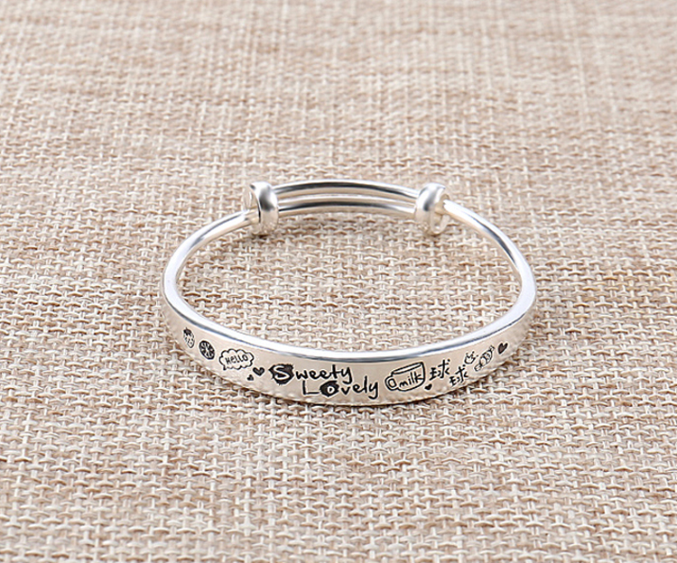 [Vòng tay phụ huynh] chữ tùy chỉnh 999 sterling bạc vòng đeo tay trẻ em vòng tay trẻ em quà tặng tuổi trăng tròn vòng đeo tay nữ
