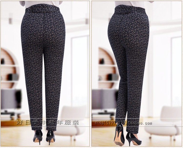 Mùa đông trung niên và người già quần cotton rộng rãi bà ngoại cộng với quần béo cỡ lớn ấm áp cộng với nhung dày lên eo mẹ các kiểu quần nữ đẹp