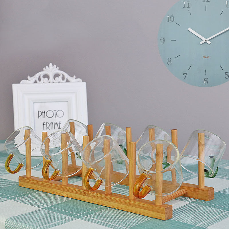 Cup holder Bamboo Disc Rack Creativity Small Cup Rack Drain Shelf Storage Floor Shelf Home Shelving Shelf Home Tea Cake Rack