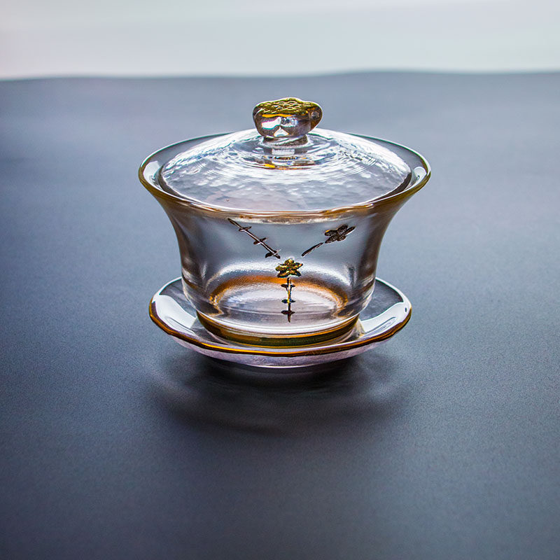 Glass cover bowl thickening heat resistant triple bowl kunfu tea ceremony accessories totally teacup without hot hand bubbling tea bowl single