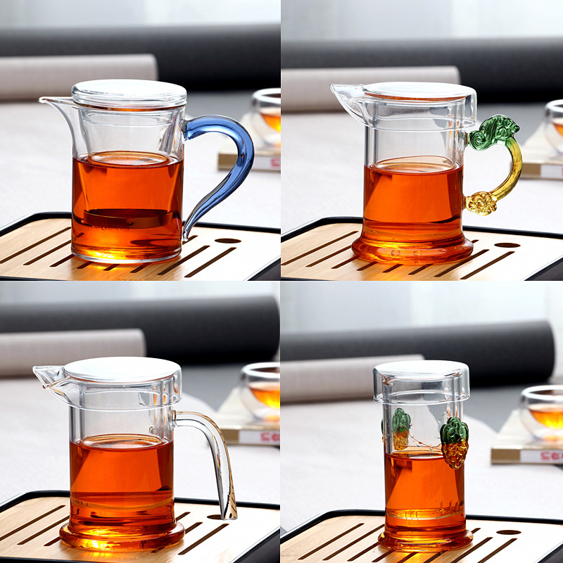 Glass teapot personal pot black tea brewers thickened heat resistant kung fu tea set small band filter can heat pot
