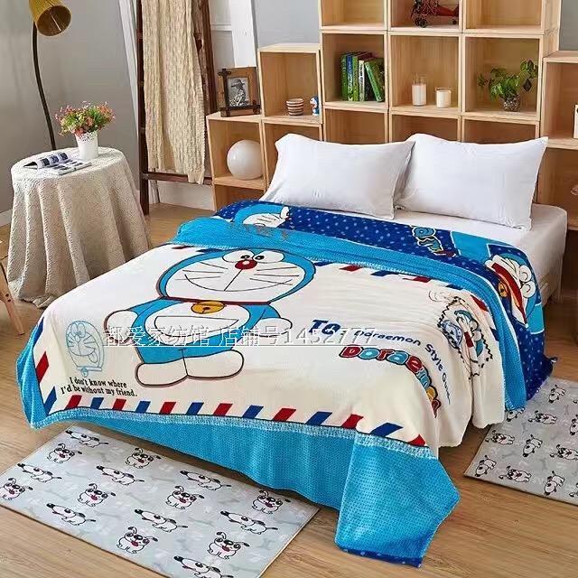 Phim hoạt hình san hô fleece chăn Doraemon chăn Falae chăn văn phòng giản dị chăn mùa xuân và mùa hè đầu gối chăn