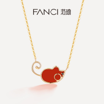 Fanci Fan Qi jewelry special black diamond necklace female Zodiac belongs to the year of the rat pendant 18K gold this year accessories